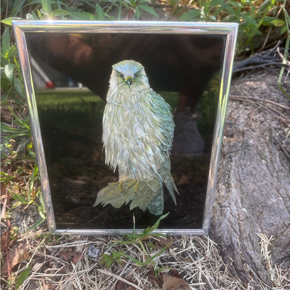 Vintage 1985 Kafka Industries LTD Foil Art Etching  #4067 Falcon Framed 8 x 10
